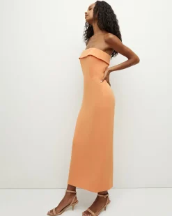 Absol Crepe Strapless Dress in Orange