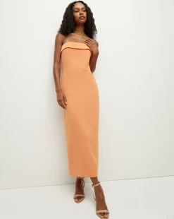 Absol Crepe Strapless Dress in Orange