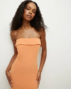 Absol Crepe Strapless Dress in Orange
