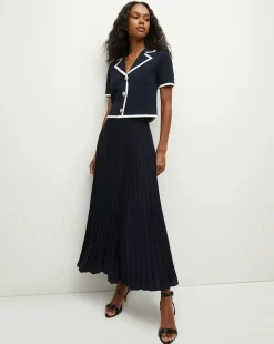 Addi Pleated Skirt in Navy