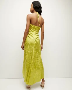 Aldana Stretch-Silk Dress in Chartreuse