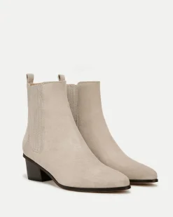 Alina Suede Bootie in Ecru