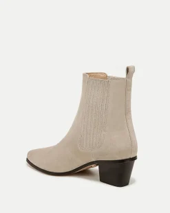 Alina Suede Bootie in Ecru
