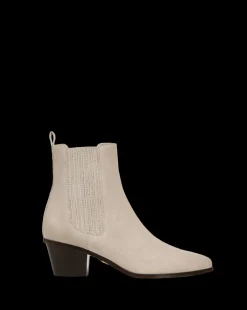 Alina Suede Bootie in Ecru