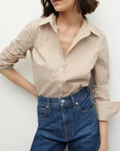 Amelia Button-Down Shirt in Acorn/White