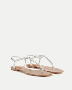 Amelia Silver Metallic T-Strap Sandal
