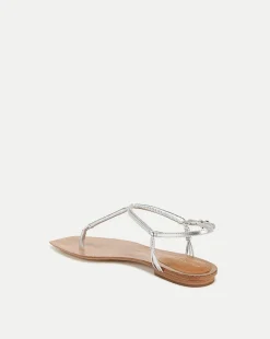 Amelia Silver Metallic T-Strap Sandal