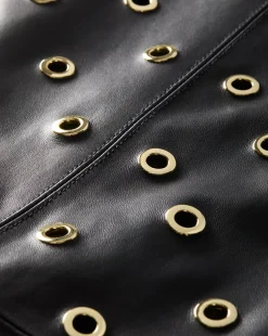 Anderson Leather Grommet Skirt in Black