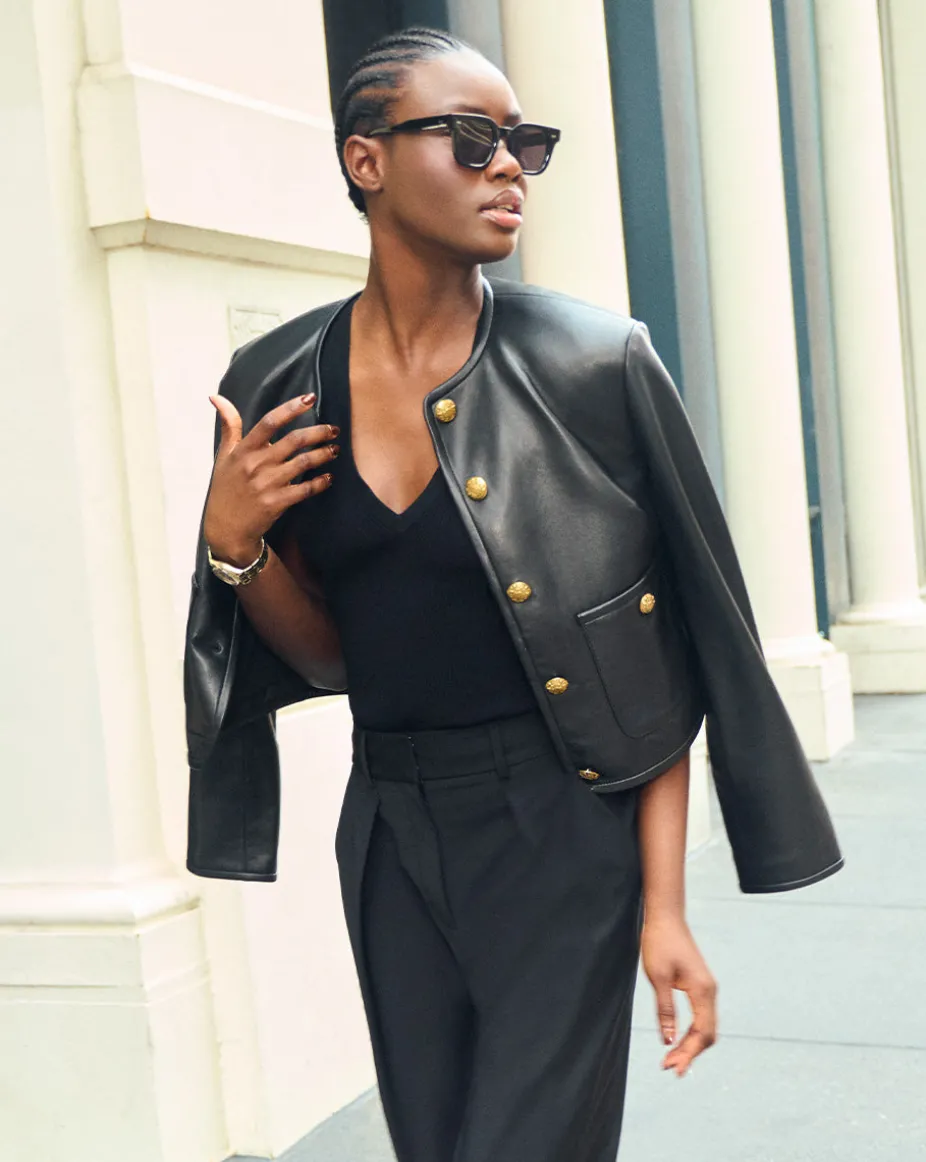 Andrea Leather Jacket in Black