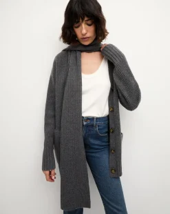 Annalise Merino Cashmere Cardigan in Charcoal