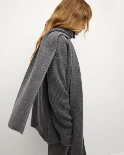 Annalise Merino Cashmere Cardigan in Charcoal