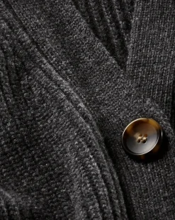 Annalise Merino Cashmere Cardigan in Charcoal