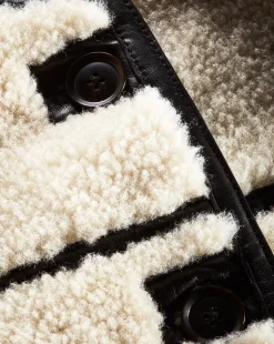 Anya Reversible Shearling Coat in Ecru/Black
