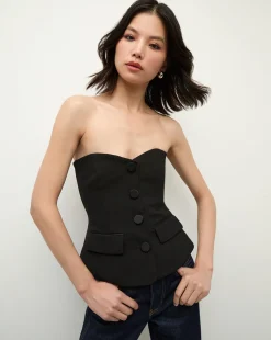 Arlette Strapless Peplum Bustier in Black