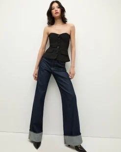 Arlette Strapless Peplum Bustier in Black