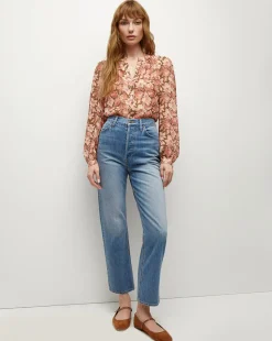 Ashlynn Silk Top in Deep Ochre Multi