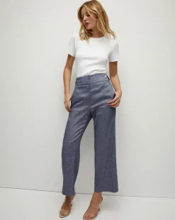 Aubrie Linen Pant in Blue Melange