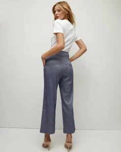 Aubrie Linen Pant in Blue Melange