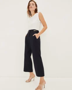 Aubrie Women's Linen Cropped Pant