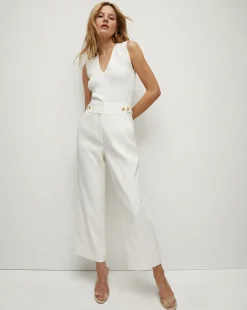 Aubrie Women's Linen Cropped Pant in Off-White