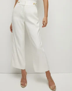 Aubrie Women's Linen Cropped Pant in Off-White