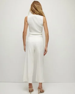 Aubrie Women's Linen Cropped Pant in Off-White