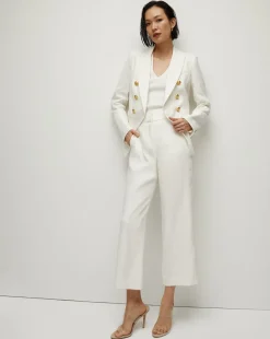 Aubrie Women's Linen Cropped Pant in Off-White