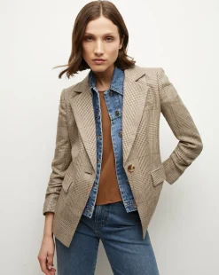 Battista Plaid Dickey Jacket in Ecru/Ochre