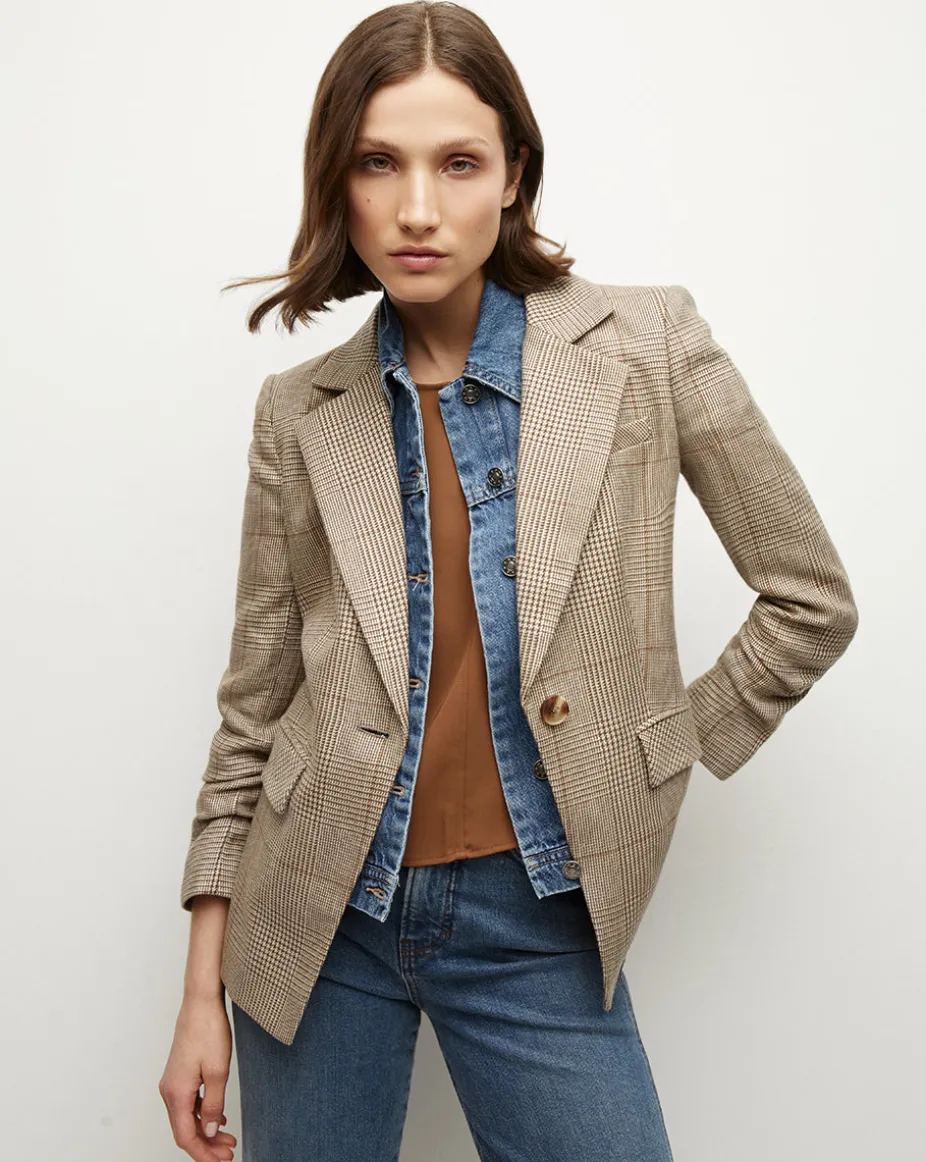 Battista Plaid Dickey Jacket in Ecru/Ochre