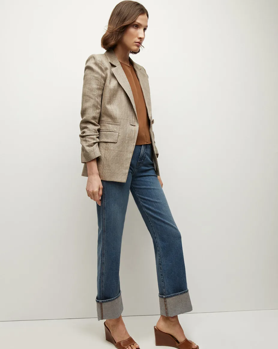 Battista Plaid Dickey Jacket in Ecru/Ochre