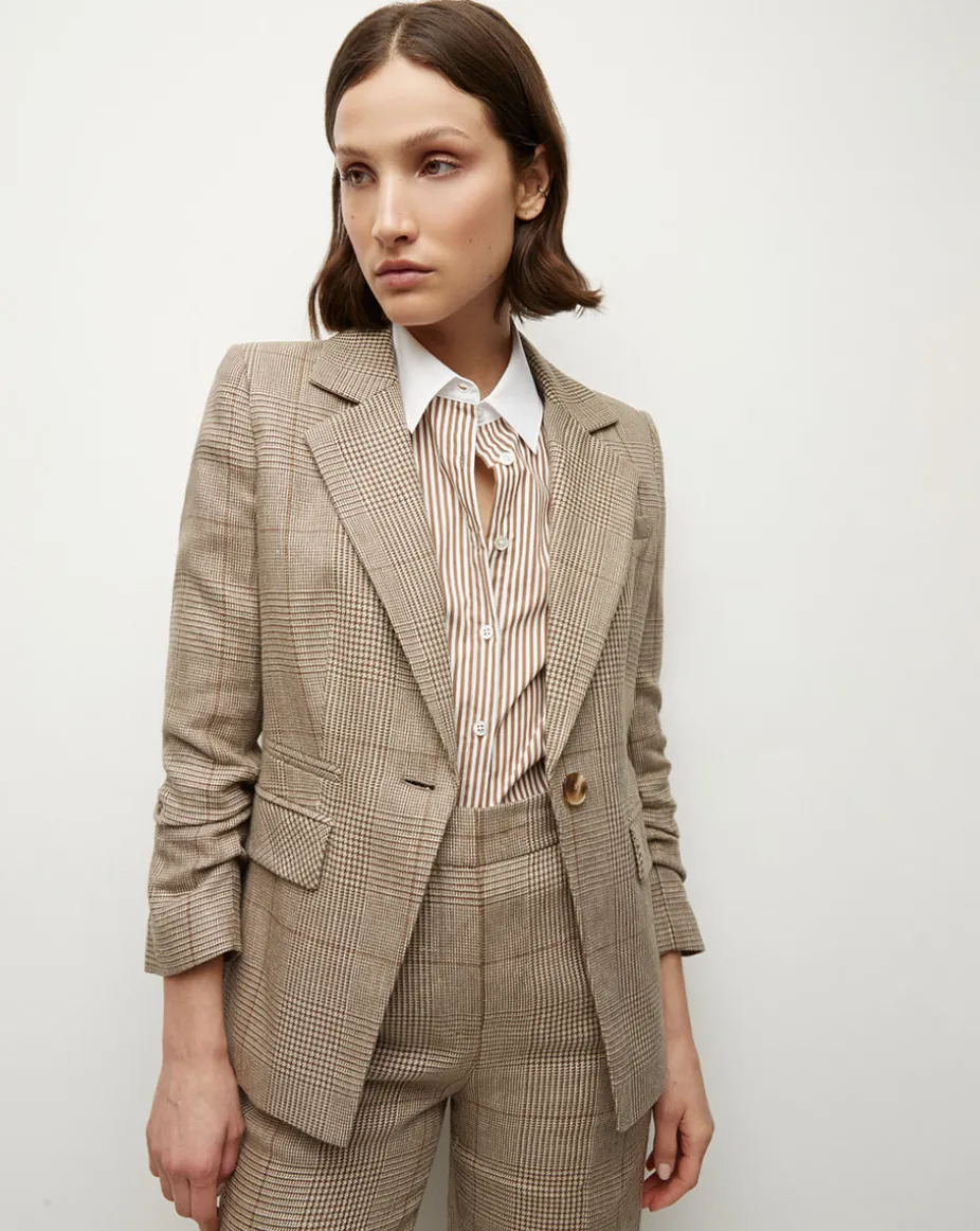 Battista Plaid Dickey Jacket in Ecru/Ochre