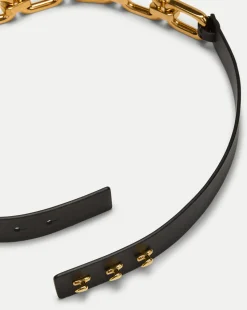 Beatrice Leather Belt in Black & Gold
