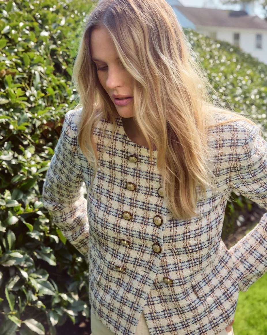 Bentley Tweed Jacket in Ivory/Camel