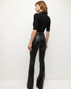 Beverly Vegan Leather Skinny-Flare Pant in Black
