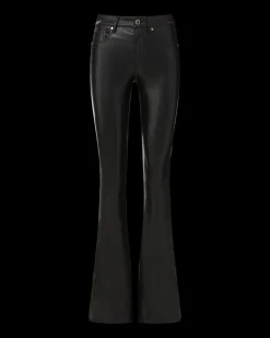 Beverly Vegan Leather Skinny-Flare Pant in Black