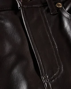 Beverly Vegan Leather Skinny-Flare Pant in Dark Chocolate