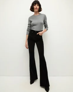 Beverly Velvet Skinny-Flare Jean in Black