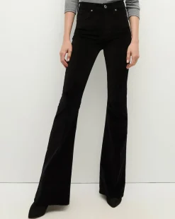 Beverly Velvet Skinny-Flare Jean in Black