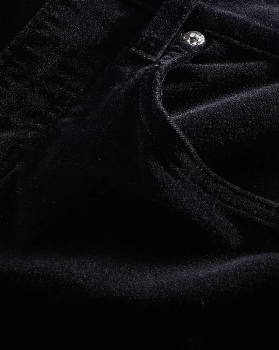 Beverly Velvet Skinny-Flare Jean in Black