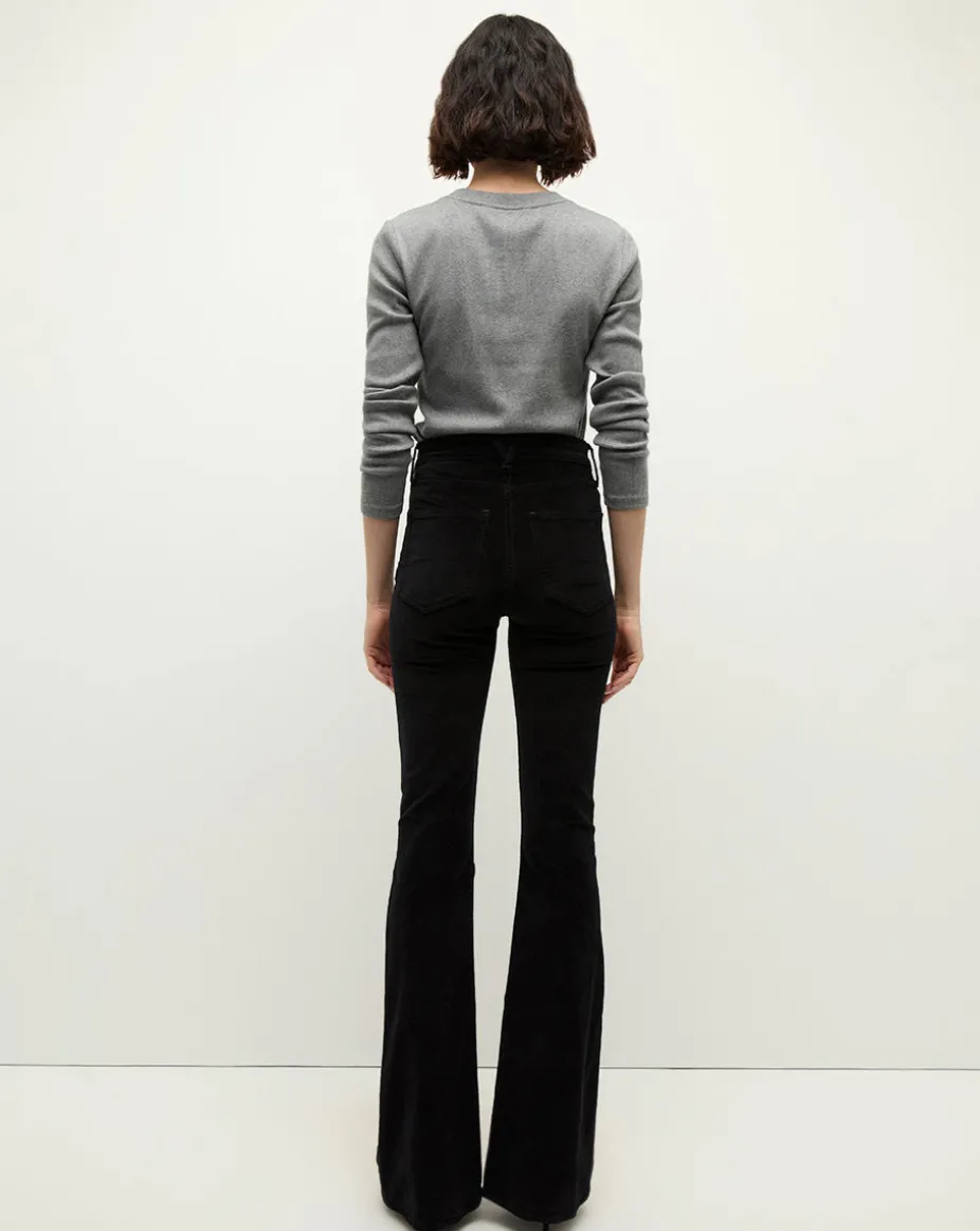 Beverly Velvet Skinny-Flare Jean in Black