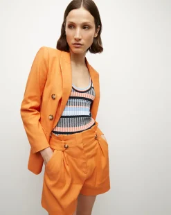 Bexley Stretch-Linen Dickey Jacket in Orange