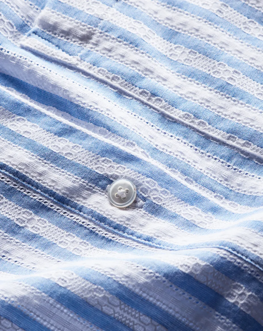 Bianca Cotton Shirtdress in Blue/White