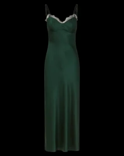 Bixie Stretch-Silk Slip Midi Dress in Emerald Green
