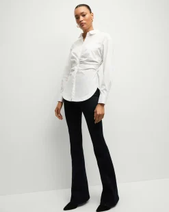 Bosco Ruched Shirt in White | Cinched Shirt