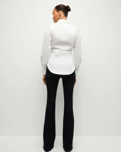 Bosco Ruched Shirt in White | Cinched Shirt