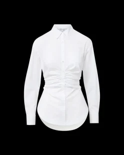 Bosco Ruched Shirt in White | Cinched Shirt