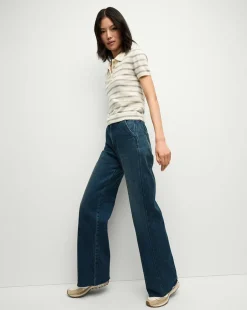 Brandt Striped Cashmere Polo in Ivory/Heather Grey