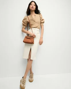 Breves Denim Skirt in Ecru