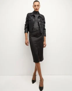 Breves Midi Skirt Coated in Black High Gloss