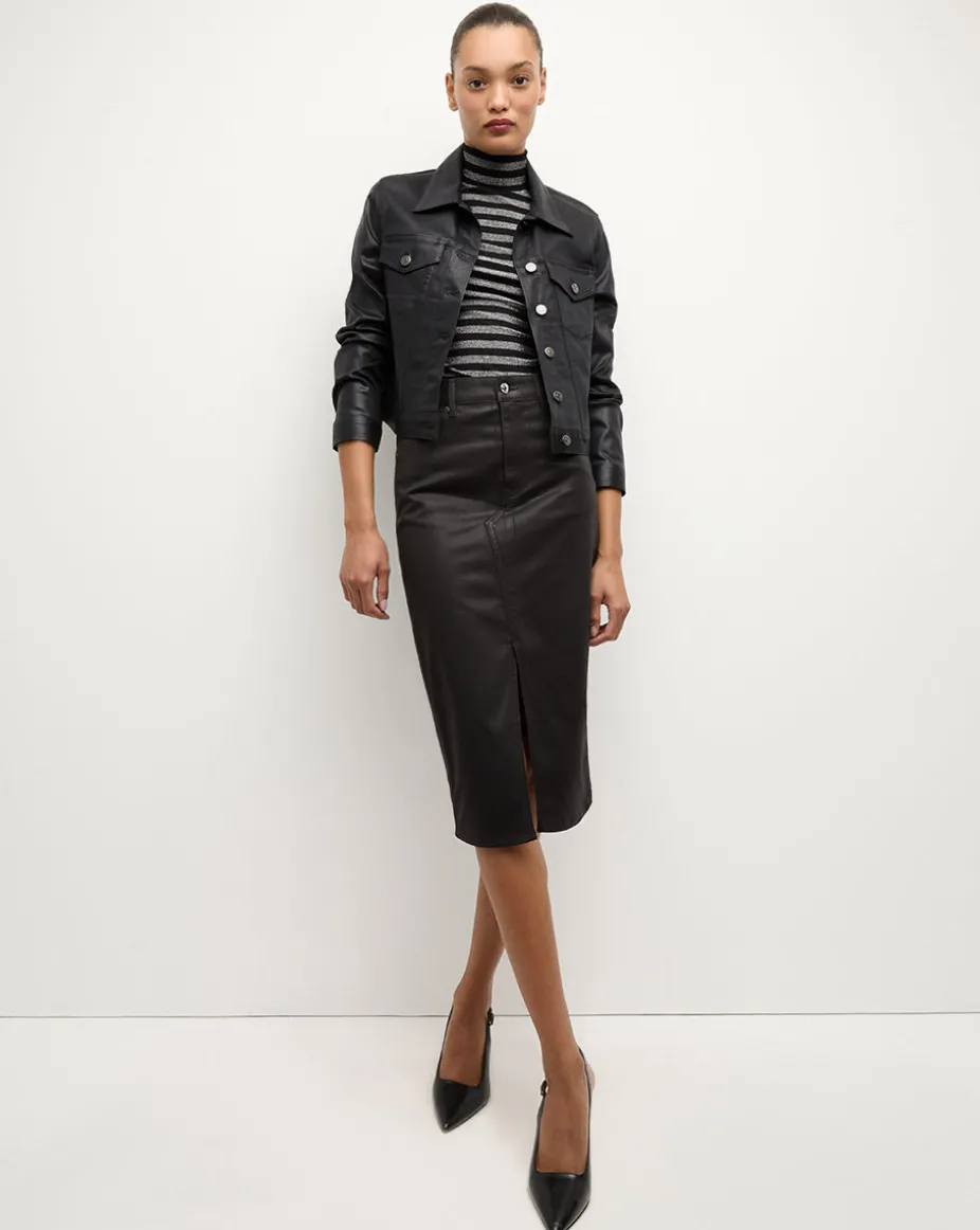 Breves Midi Skirt Coated in Black High Gloss